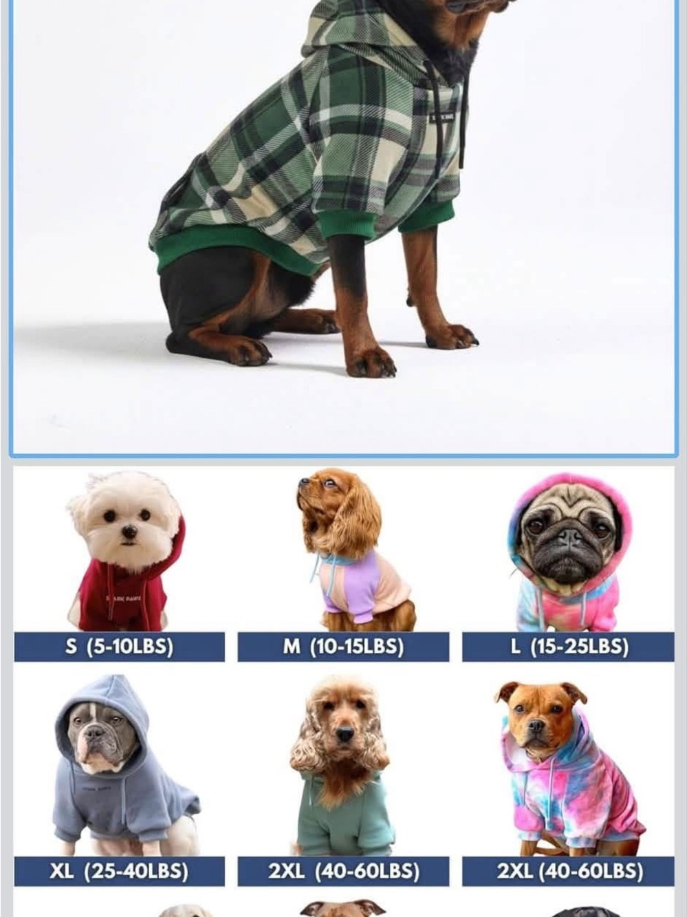 Plaid Green Dog Hoodie Sweatshirt - Cozy Pullover for Large Dog